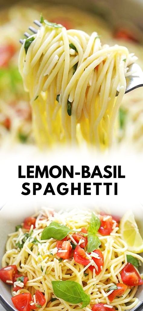 Lemon Butter Pasta And Veggies, Simple Basil Recipes, Noodles With Basil, Lemon Spagetti Recipe, Pasta Dishes Recipes Healthy, Basil Food Recipes, Using Basil In Recipes, Healthy Meals With Basil, Easy To Eat Meals