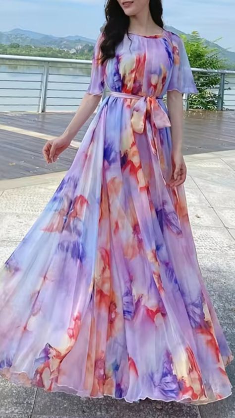 I saw this stunning Bohemian Beach Sundress, and I can't help but daydream about all the summer outings it would be perfect for!   The elegant chiffon and loose fit make it ideal for warm days by the shore or casual evenings out. I can already imagine adding a cute belt to accentuate my waist! 🌊✨   What do you think about this beautiful dress? Comment below!   #BohemianStyle #Sundress #BeachFashion #SummerVibes #ChiffonDress #FashionInspiration #OOTD #DressToImpress Chiffon Sundress, Picnic Outfit, Beach Sundress, Casual Evening, Bohemian Beach, Long Dresses, Modest Dresses, Beach Dress, Beautiful Dress