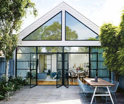 A modern glass extension refreshed this Scandi-style house Scandinavian House Design Exterior, Scandinavian House Design, Scandinavian Exterior Design, Home Designs Exterior, Glass Extension, House Design Exterior, Australian Homes, House Extensions, Style At Home