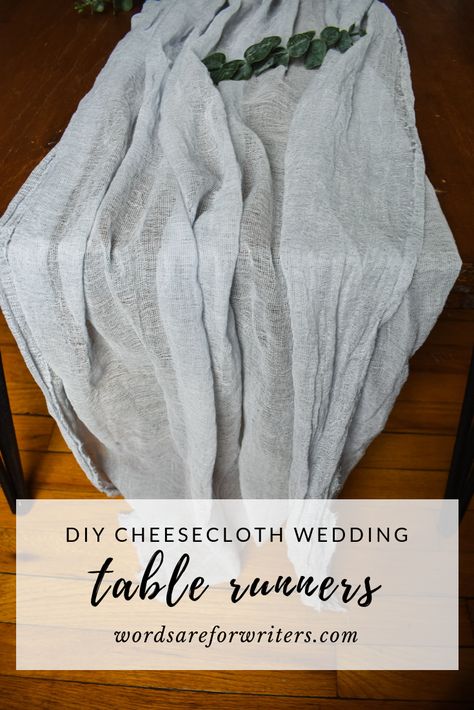 Cheesecloth Diy, Cheesecloth Wedding Table, Diy Table Runner Wedding, Diy Table Runner, Affordable Wedding Centerpieces, Crazy Wedding Cakes, Wedding Candles Table, Table Runner Wedding, Diy Wedding Table