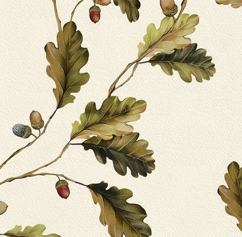 Oak Leaf Tattoos, House Wallpaper, Speckled Eggs, Large Scale Wallpaper, Wallpaper Fabric, Scale Wallpaper, Leaf Drawing, Fall Watercolor, English House