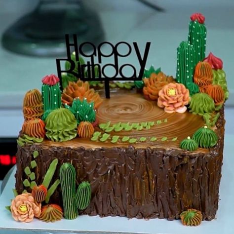 MetDaan Cakes - CACTUS CAKE Desert Cake Theme, Brown Frosting, Metdaan Cakes, Cactus Cookies, Mexican Cake, Nice Cake, Cactus Cake, Orange Jam, Birthday Sheet Cakes