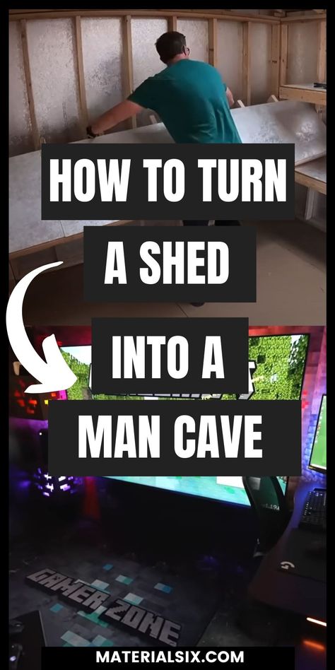 shed, man cave, converting shed to man cave Shed To Man Cave Ideas, He Shed Ideas Man Cave, Gaming Shed, Man Shed Ideas, Shed Man Cave, Backyard Man Cave Sheds, Man Cave Shed Ideas, Gym Shed, Sheds Ideas Backyard