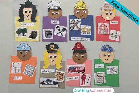 Community Jobs Preschool, Community Workers Crafts Preschool, Community Helpers Arts And Crafts, Community Helpers Preschool Crafts Free, Free Community Helpers Printables, Community Helpers Crafts For Preschool, Community Helper Crafts For Preschoolers, Community Helpers Project, Community Helpers Crafts For Toddlers