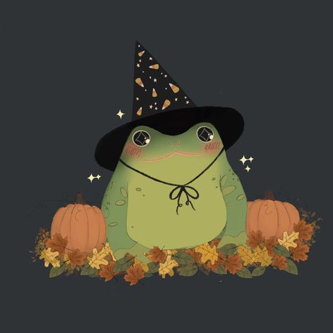 Frog Art Aesthetic, Cute Frog Art, Witch Frog, Halloween Frog, Wizard Frog, Frosch Illustration, Frog Illustration, Arte Indie, Frog Drawing