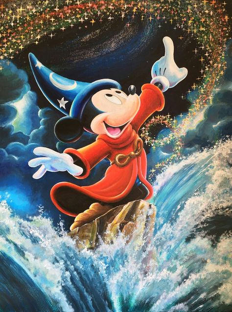 *MICKEY MOUSE THE SORCERER's APPRENTICE ~ Fantasia, 1940 Mouse Artwork, Mickey Mouse Pictures, Mouse Drawing, Images Disney, Mickey Mouse Art, Mickey Mouse Wallpaper, Pinturas Disney, Disney Tattoos, Mickey Mouse And Friends