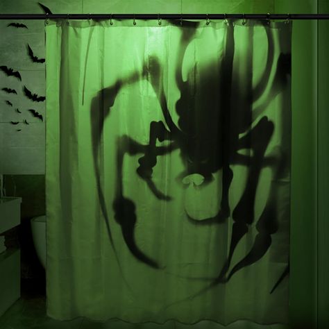 PRICES MAY VARY. PACKAGE INCLUDE: MelonBoat super large spooky spider shower curtain for Halloween bath decorations. Prepare to be frightened by spider silhouette every time you step into the shower. PERFECT SIZE: Creepy spooky shower curtain measures 72 x 72 inches. Large and appropriate size suitable for your unique bathroom. Create a creepy atmosphere this Halloween. PREMIUM QUALITY: This horror spider shower curtain is made of premium polyester. Waterproof and durable, the fabric's tight wea Scary Bathroom Decor, Whimsical Gothic Decor Bathroom, Themed Bathrooms For Adults, Horror Decorations Party, Halloween Decor Inside House, Affordable Halloween Decorations, Cheap Halloween Party Decorations Indoor, Spooky Bathroom Ideas, Spooky Lampshade