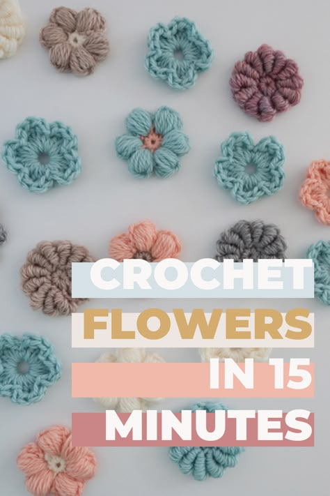 Crochet A Small Flower, How To Connect Crochet Flowers, Mini Crochet Flower Pattern, Crochet Flower Embellishment, Flowers To Crochet, What To Do With Crochet Flowers, Mini Crochet Flowers Pattern Free, Crochet Small Flower Pattern, Easy Flower Crochet Pattern