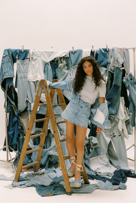 Denim On Denim Photoshoot, Denim Inspiration Board, Denim Wall, Metallic Denim, Denim Photoshoot, Denim Inspiration, Group Shots, 20th Birthday, Friend Photoshoot