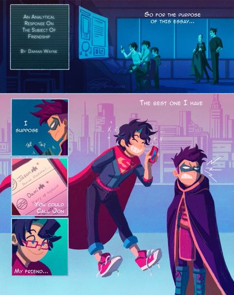 ✨ Yes Suree ✨ on Twitter: "(3/4) https://t.co/Q8XA6t2Ht7" / Twitter Supersons Comic, Teenage Damian Wayne, Damian Wayne And His Brothers, Funny Batfamily, Cute Damian Wayne Fanart, Damian Wayne As A Boyfriend, Damian Wayne Memes, Super Sons, Dc World