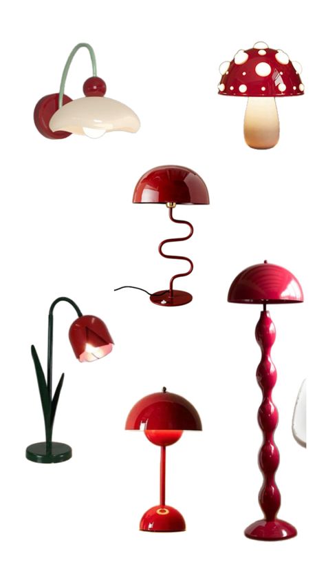 Room Decor Organization, Interior Collage, Whimsical House, Pinterest Room, Lamp Collection, Vintage Lamp, Decor Organization, Red Vintage, Vintage Lamps