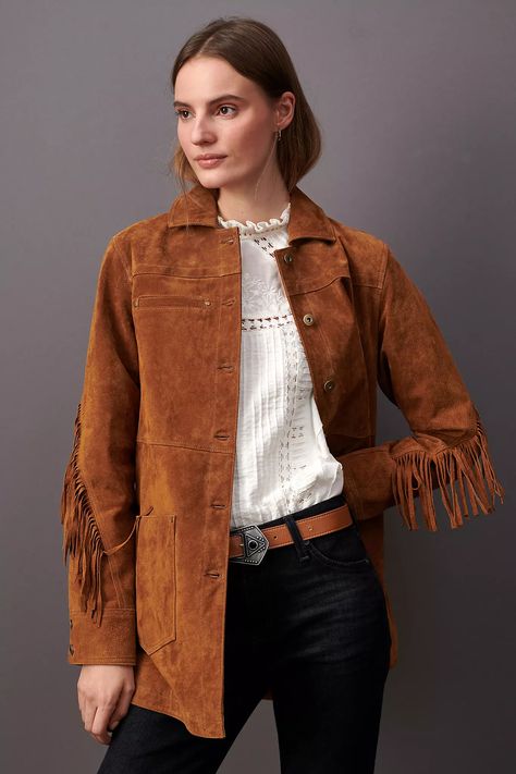 Katie Holmes Style, Quilted Shirt, Fringe Leather Jacket, Suede Fringe Jacket, Turtle Neck Jumper, Fringe Jacket, Suede Fringe, Leather Fringe, Weekend Wear