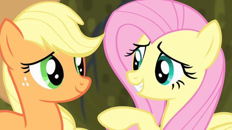 Fluttershy talking with Applejack Apple Jack X Fluttershy, Applejack And Fluttershy, Applejack X Fluttershy, Fluttershy X Applejack, Kathy Core, Fluttershy And Applejack, Polaroid Ideas, Mlp Ships, Mlp Icons