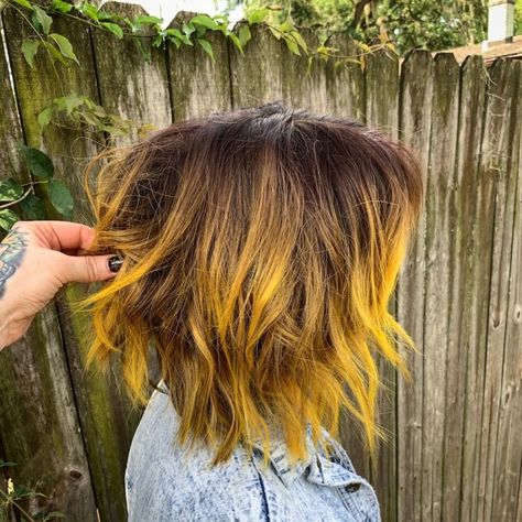 Yellow Ombre Hair, Embrace Messy Hair, Short Ombre Hair, Download Hair, Brown Hair Dye, Yellow Ombre, Fresh Hair, Hair Affair, Yellow Hair