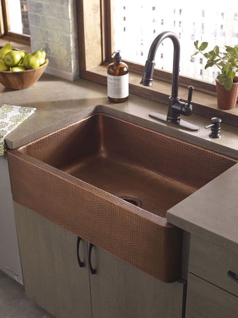 Lucca - Architizer Copper Farmhouse Sink, Hammered Copper Sink, Front Kitchen, Apron Front Kitchen Sink, Composite Sinks, Sinks Kitchen Stainless, Bathroom Linen Cabinet, Minimalist Kitchen Design, Copper Design