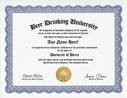 Beer Drinking Drinker Degree: Custom Gag Diploma Doctorate Certificate (Funny Customized Joke Gift - Novelty Item) Colorpoint Shorthair, Cymric, Tibetan Mastiff, Classic Board Games, Practical Jokes, Pen Pal, Windsurfing, Novelty Items, Community College