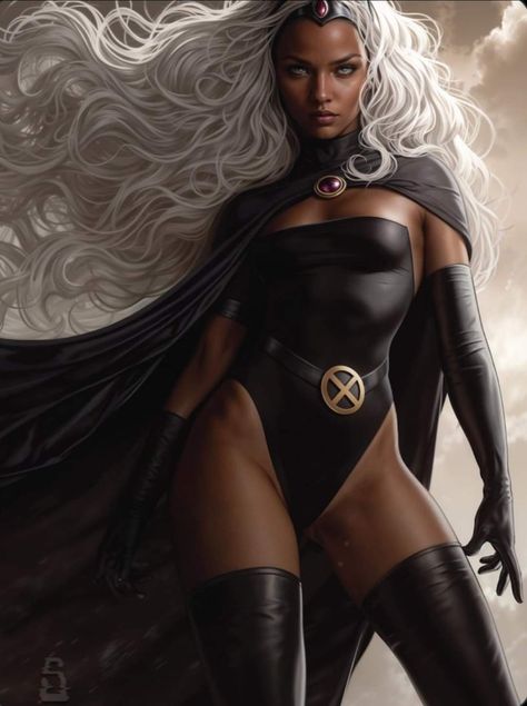 #OroroMonroe aka #Storm Art by #CharlesRichardson Storm Halloween Costume, Storm Costume, Storm Cosplay, Alita Battle Angel Manga, Storm Marvel, Storm Art, Hot Halloween Outfits, Marvel Superheroes Art, Black Panther Art