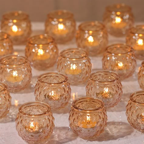 PRICES MAY VARY. ❤️❤️[ Unique Diamond Textured Style ]❤️❤️: This is the spark collision of noble and simple fashion. A set of charming candle holders with a unique diamond textured detail. Simple enough to stun but not overwhelm a casual event. The combination of diamond textured and glass makes the votives more textured. If you want a special and unforgettable party, DARJEN's nice design and well-made tea lights candle holder will be a necessity for your! ❤️❤️[ Premium Decor Gold Candle Holder Outdoor Candle Wedding, Vintage Glass Wedding Decor, 50th Anniversary Table Centerpieces, Bridal Shower Neutral, Votive Candle Centerpieces, Wedding Votives, Gold Votive Candle Holders, Elegant Table Centerpieces, Gold Votive Candles