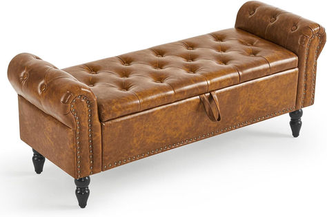 Storage Ottoman Bench, Leather Bench End of Bed Bench with Solid Wood Legs Upholstered Ottoman , click on link to purchase #promotion Bench End Of Bed, Storage Bench Bedroom, Upholstered Bedroom, End Of Bed Bench, Storage Furniture Bedroom, Upholstered Storage Bench, Leather Bench, Living Room Entryway, Bed Bench