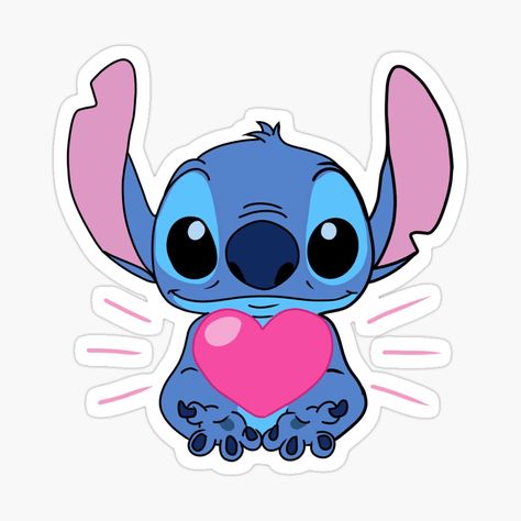 Get my art printed on awesome products. Support me at Redbubble #RBandME: https://www.redbubble.com/i/sticker/Valentines-Day-Stitch-by-AlyssaLCcreates/68461363.JCQM3?asc=u Stickers Stitch, Picture To Draw, Holding A Heart, Cute Stitch, Sticker Cute, Stickers For Sale, A Heart, Valentines Day, Valentines