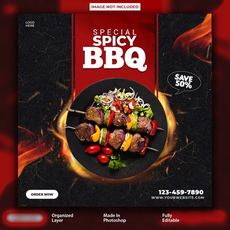 Fast food social media ad post design Fast Food Social Media Design, Bbq Social Media, Restaurant Post Design, Food Ads Design, Restaurant Social Media Design, Fast Food Social Media Post, Food Marketing Design, Food Post Design, Fast Food Social Media