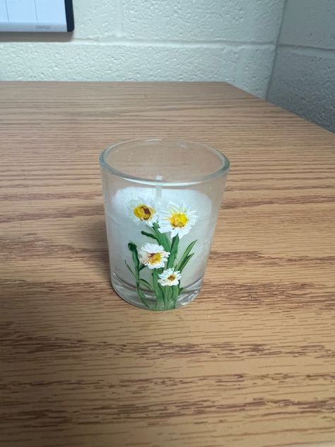 Candle Jar Painting, Painted Candle Jars, Small Candle Jars, Santa Ideas, Candle Drawing, Painting Candle Holders, Diy Room Decor For Teens, Hand Painted Candles, Jungle Art