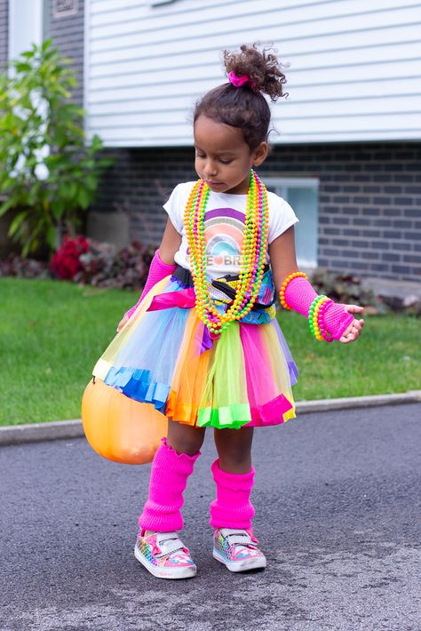 DIY 80's Inspired Toddler Costume 80s Toddler Outfit Ideas, 80s Costume Kids, Diy 80s Outfit, Diy 80s Costume, Diy Disco Outfit, Halloween Crazy Hair, 40th Birthday Dinner Party, 70s Disco Party Outfit, Afro Clothing