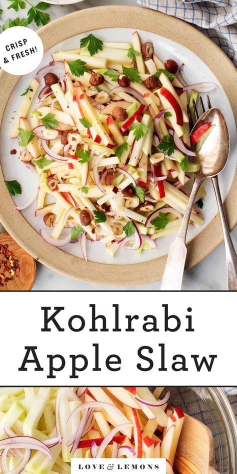 Khol Rabi Recipes, Kolarabi Recipes Easy, Kohlrabi Recipe, Kohlrabi Salad, Kohlrabi Slaw, Easter Salad Recipes, Paleo Veggies, Kohlrabi Recipes, Alpha Gal