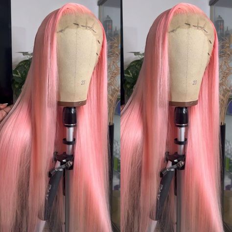 PRICES MAY VARY. Hair Material: 13x6 lace front wig is made of high quality heat resistant synthetic fiber hair, similar as real human hair, pretty natural and soft, which is suitable for long term use. Wig Features: 24 inch Pink straight lace wig, Pre-plucked natural hairline and baby hair. No Shedding, No Tangling, No Smell. Convenience: 13x6 Lace front wig is easy to wear and take off, washable and manageable, hot iron available. Can be styled, such as half ponytail, classic straight look, or Light Pink Lace Front Wig, Techno Cosplay, Light Pink Wig, Pink Lace Front Wig, Baby Pink Hair, Pink Lace Front, Pink Wigs, Hd Lace Frontal Wigs, Curling Straight Hair