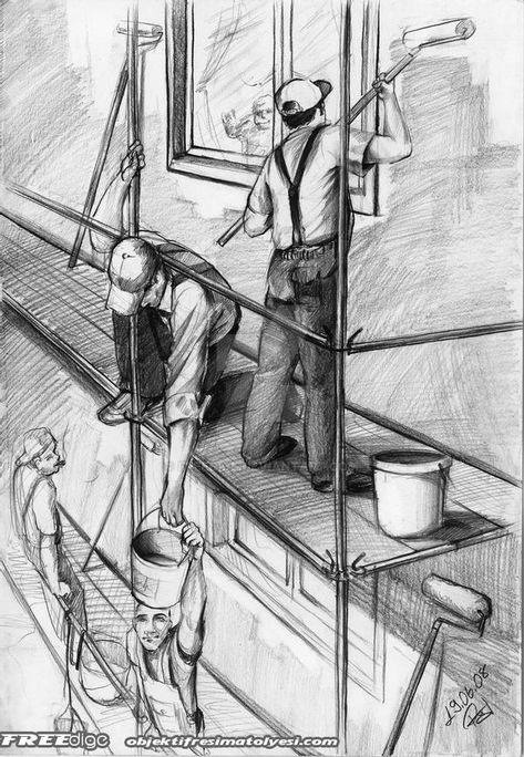 One Perspective Drawing, Composition Drawing, Human Sketch, Perspective Sketch, Composition Painting, Architecture Drawing Sketchbooks, Human Figure Sketches, Perspective Drawing Architecture, Perspective Drawing Lessons