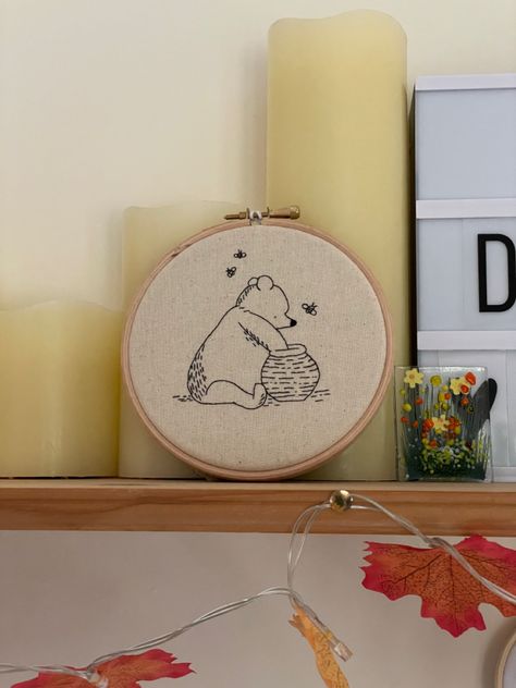 Pooh Bear Embroidery, Winnie The Pooh Embroidery, Pooh Embroidery, Hunny Pot, Embroidery Felt, Wooden Embroidery, Wooden Embroidery Hoops, Disney Embroidery, Pooh Bear