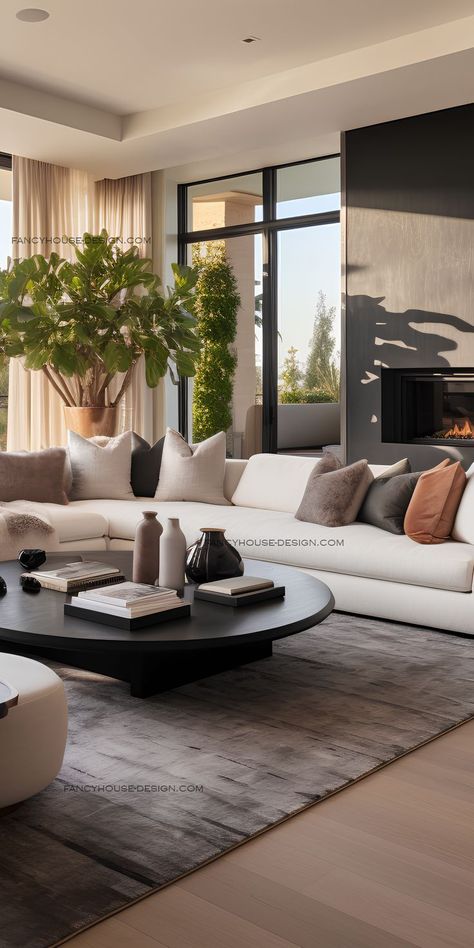 In this casually chic living room, clean lines and modern furnishings create an inviting atmosphere. Wall Tattoo, Design Exterior, Room Decor Ideas, Floor Decor, Kitchen Home, Decor Bedroom, Home Decor Kitchen, Decor Kitchen, Decor Home