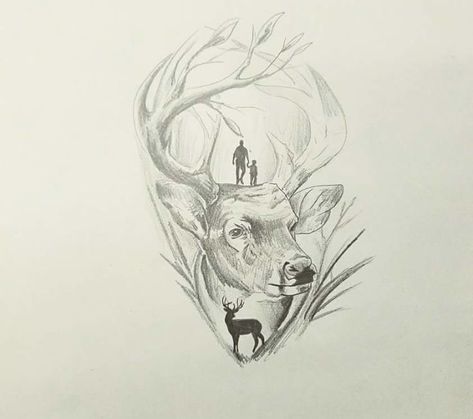 Deer Hunter Tattoo, Deer Tattoo Ideas, Bow Hunting Tattoos, Grinch Tattoo, Deer Hunting Tattoos, Buck Tattoo, Deer Tattoo Designs, Tattoos For Dad Memorial, Wildlife Tattoo