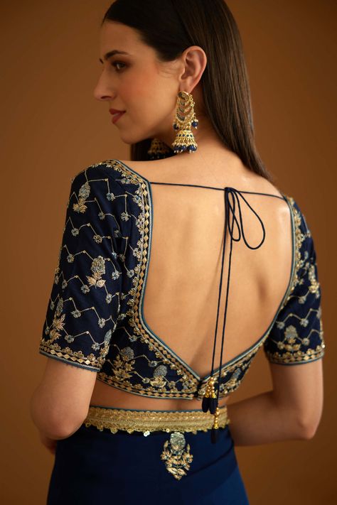 Navy Blue Silk Blouse Designs, Backless Blouse Design, Blouse Designs Backless, Backless Blouse Designs Saris, Back Blouse Designs Latest, Lehenga Blouse Designs Back, Brocade Blouse Designs, Pink Blouse Designs, Chiffon Embroidery