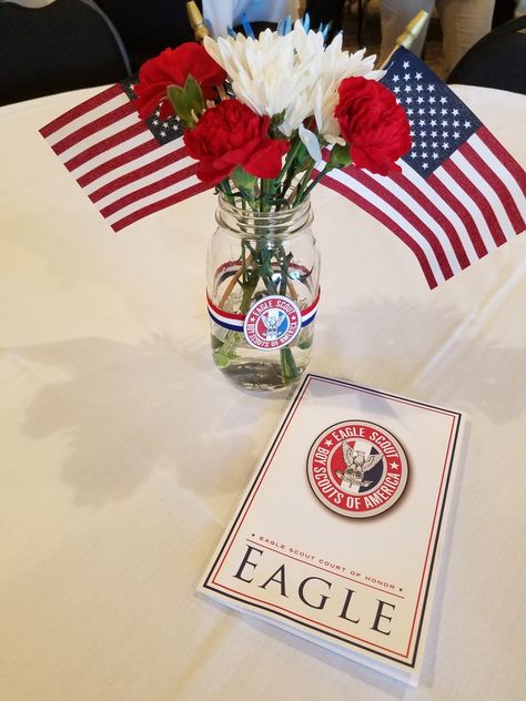 Eagle Court Of Honor Table Centerpieces, Eagle Scout Court Of Honor Ideas Display, Eagle Scout Court Of Honor Centerpieces, Eagle Court Of Honor Centerpieces, Eagle Scout Ceremony Decorations, Court Of Honor Centerpieces, Eagle Scout Court Of Honor Ideas, Court Of Honor Ideas, Eagle Ceremony