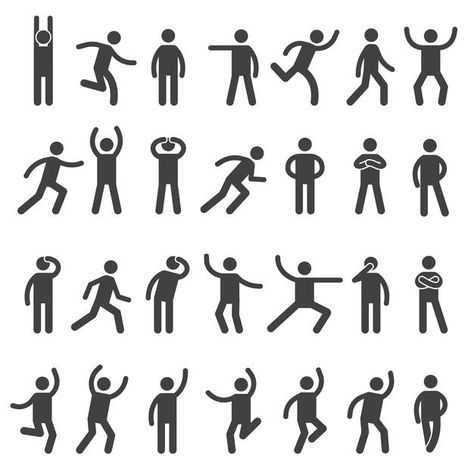 Action Icon, Human Vector, Stick Drawings, Happy Emotions, Doodle Characters, Tropical Girl, Expressing Emotions, Man Vector, Vector People