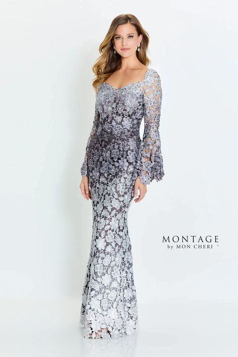 Ombre Gown, Montage By Mon Cheri, Gray Ombre, Ombre Lace, Ombre Fashion, Bride Gowns, فستان سهرة, Mon Cheri, Lace Evening Dresses