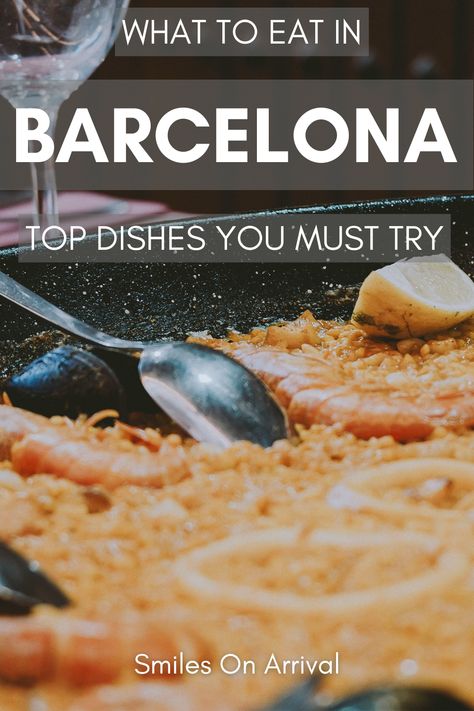 Planning a trip to Barcelona? Discover what to eat in Barcelona with our ultimate guide to the city's best dishes and must-try local favorites. From tapas and paella to churros and crema catalana, explore the vibrant flavors of Catalan cuisine. Find insider tips on where to eat and make your Barcelona food journey unforgettable! Best Paella In Barcelona, Barcelona Eating Guide, What To Eat In Barcelona, Barcelona Spain Food, Food Barcelona, Barcelona Food, Tapas Dishes, Spain Food, Street Foods