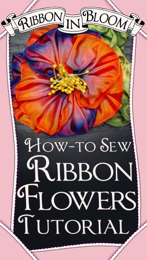 Chiffon Flowers Diy, Ribbon Flowers Tutorials, Fabric Flower Tutorial Step By Step, Emboirdery Stitches, 1950s Style Wedding, Make Ribbon Flowers, Flower Making With Ribbon, Sewing Ribbon Flowers, Roses Craft