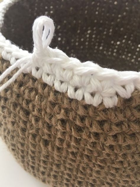 Crocheted Basket, Crochet Basket Pattern Free, Crochet Storage Baskets, Crochet Baskets, Crochet Storage, Jute Basket, Knit Basket, Crochet Basket Pattern, Yarn Projects