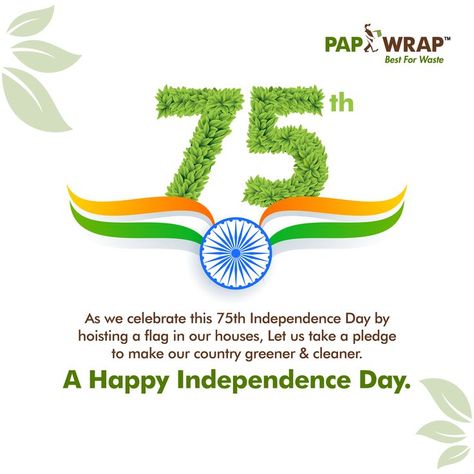 As we celebrate this 75th Independence Day by hoisting a flag in our houses, Let us take a pledge to make our country greener & cleaner. A Happy Independence Day. #papwrap #kabadiwala #bhangarwala #wastecollection #recycle #wastemanagement #waste #sustainability #zerowaste #environmentallyfriendly #sustainability #bestforwaste #HarGharTiranga2022 #IndependenceDay #AzadiKaAmritMahotsav 75th Independence Day, Waste Collection, A Flag, Happy Independence, Green Cleaning, Happy Independence Day, Independence Day, Environmentally Friendly, Sustainability