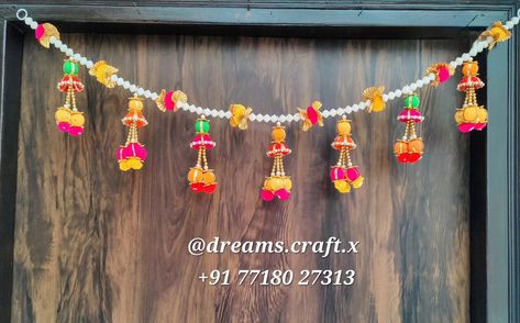 Traditional bandhanwar ✨️ SIZE - Approx 38 inches Pearl, pom pom, thread balls, hota used #bandhanwar #toran #diwaliaccessories #diwali Diwali, Pom Pom, Thread, Quick Saves