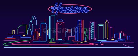 Neon Skyline Stock Illustrations – 21,950 Neon Skyline Stock Illustrations, Vectors & Clipart - Dreamstime Neon Skyline, Houston Skyline, Tech Organization, Night Illustration, Houston Texas, Neon Sign, Stock Illustration, Houston, Neon Signs