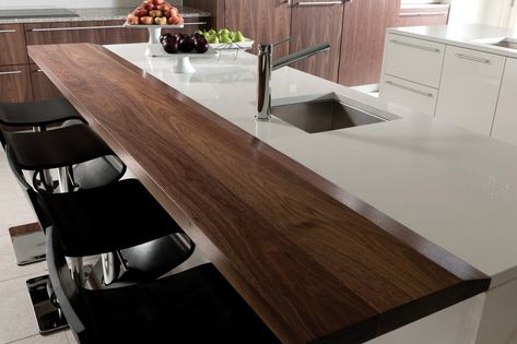 Kitchen Countertop Trends, Best Countertops, Bar Countertops, Kitchen Cabinet Inspiration, Wood Countertops Kitchen, Cabinet Inspiration, Island Counter, Kitchen And Bath Showroom, Kitchen Countertop Materials