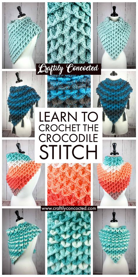 Crochet Bunting Free Pattern, Crochet Crocodile Stitch Tutorial, Embroidery Guide, Tips Sewing, Crochet Bunting, Foundation Single Crochet, شال كروشيه, Crocodile Stitch, Basic Stitches