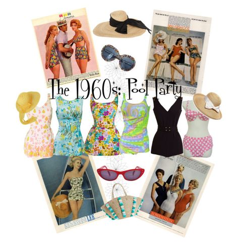 60s Pool Party, 1960s Pool, Vintage Pool Parties, Pool Party Fashion, Pool Party Outfit, Mad Men Party, Pool Party Outfits, Pool Fashion, Floppy Hats