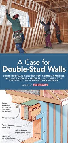 Double Stud Wall Construction, How To Frame A House, Building A Stud Wall, Exterior Wall Insulation, Interior Wall Insulation, Superior Walls, Cellulose Insulation, Exterior Insulation, Wall Framing