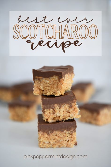 I don’t know where I’ve been for the last 40+ years, but I can honestly say I’m not sure I have ever had scotcharoo bars in my life until this last year. I know…you’re in total disbelief. One of my favorite soda shops in Utah also sells treats…one of which is a scotcharoo bar. I Best Scotcheroos Recipe, Scotcheroos Recipe, Budget Dinners, Pink Peppermint, Party Dip Recipes, Bread Appetizers, Bar Recipe, Butterscotch Chips, Bar Recipes