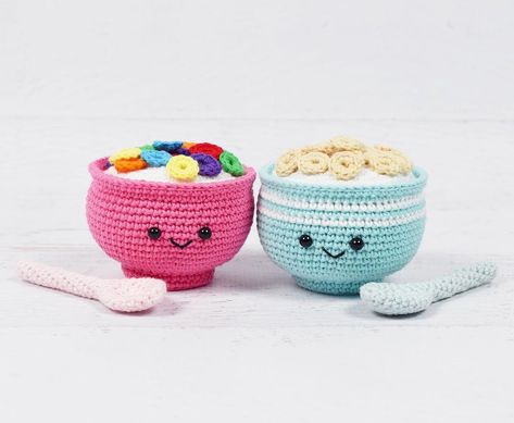 Yarn Blossom Boutique on Instagram: “Do you looove cold cereal too!?🥣 . The patterns for these two cuties are included in my new book Kawaii Crochet! (The link to pre-order can…” Crochet Cereal Free Pattern, Easy Crochet Food Patterns, Crochet Cereal Bowl, Crochet Donuts Free Pattern, Crochet Amigurumi Food Free Patterns, Crochet Cereal, Crochet Food Animals, Crochet Food Free Patterns, Mini Baskets