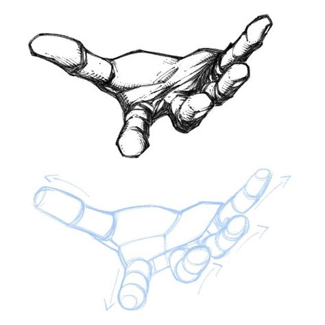 Hand Reach Out Reference, Hand Reaching Out Perspective, Person Reaching Hand Out Reference, Hand Perspective Pose, Beckoning Hand Reference, How To Sketch A Hand, Hand Out Drawing, Hand Drawing Guide, Hands In Front Of Body Reference